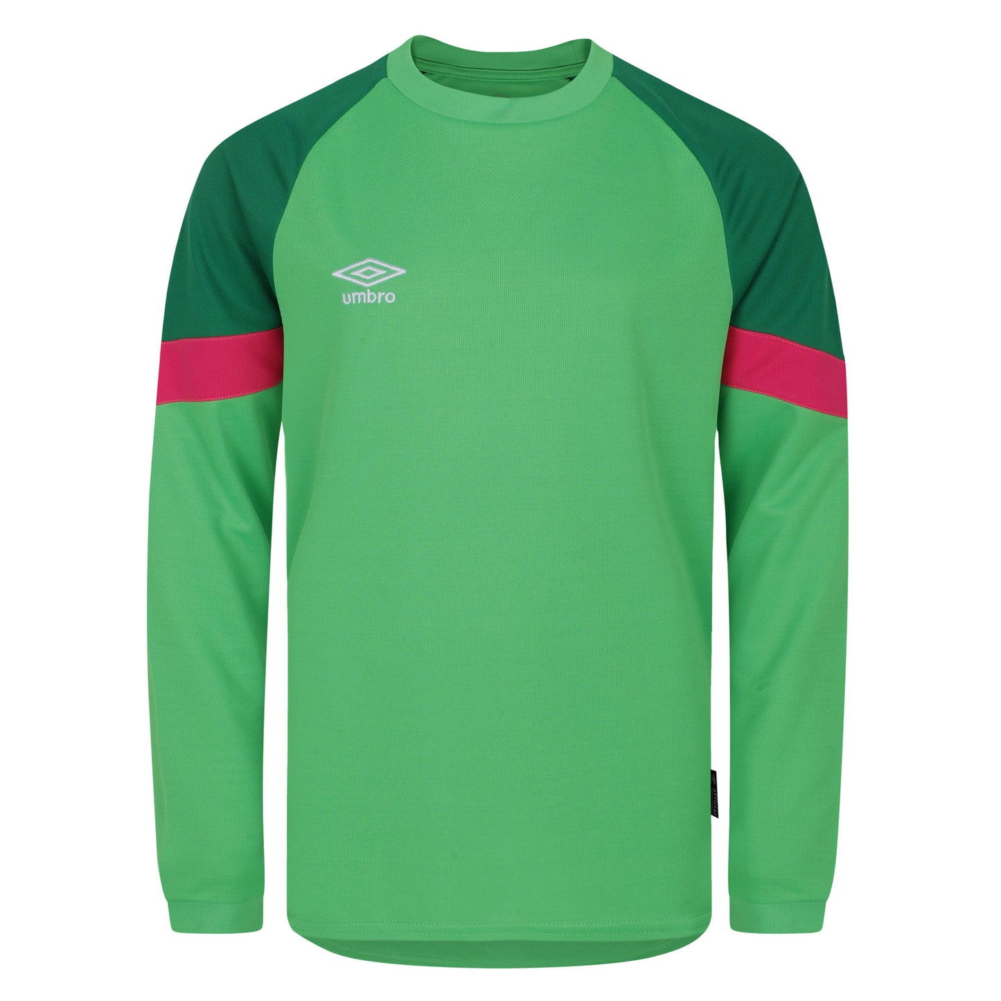 Andean Toucan-Jolly Green-Pink Glow - Front - Umbro Childrens-Kids Long-Sleeved Goalkeeper Jersey