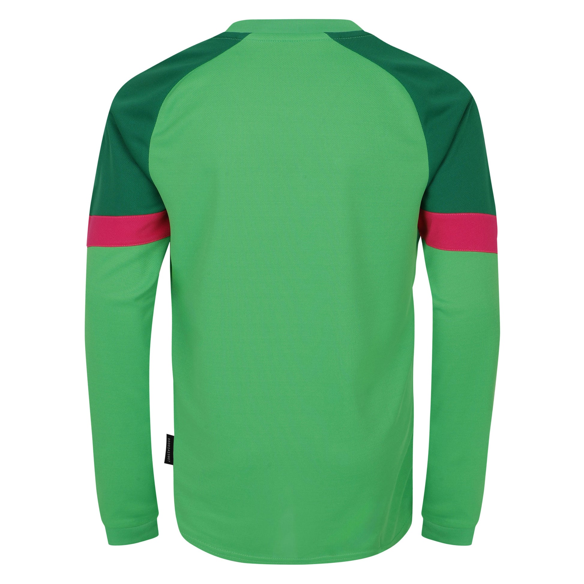 Andean Toucan-Jolly Green-Pink Glow - Back - Umbro Childrens-Kids Long-Sleeved Goalkeeper Jersey
