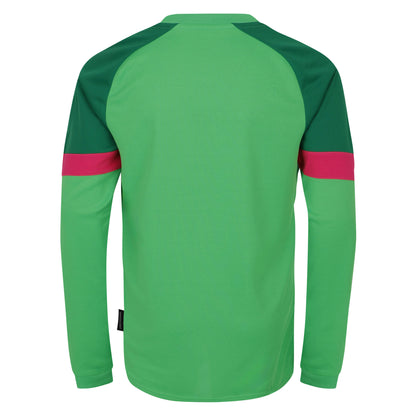 Andean Toucan-Jolly Green-Pink Glow - Back - Umbro Childrens-Kids Long-Sleeved Goalkeeper Jersey