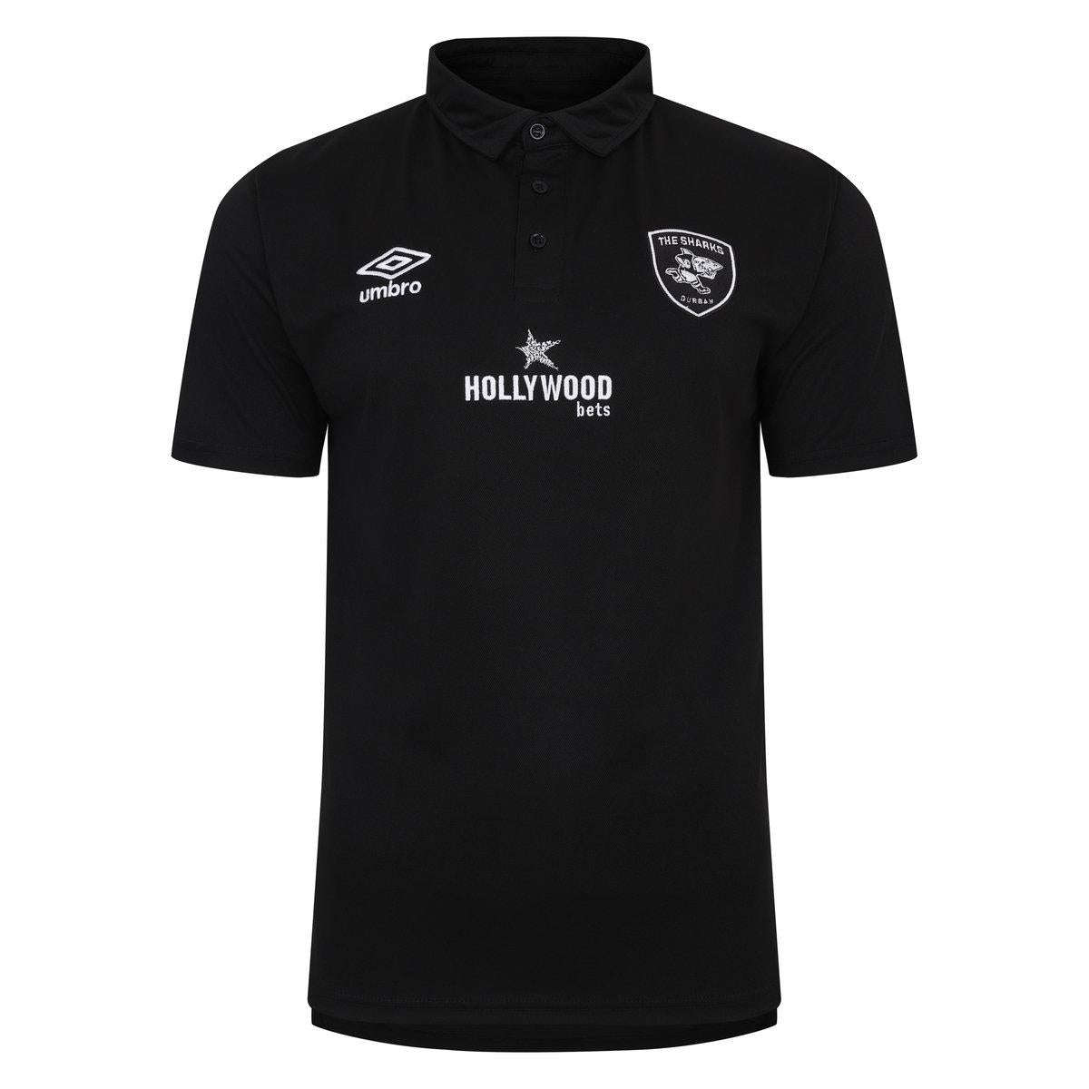 Black - Front - Umbro Mens 23-24 The Sharks Polo Shirt