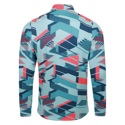 Aqua Haze-Latigo Bay-Lava Pink - Back - Umbro Mens Premier Graphic Print Midlayer