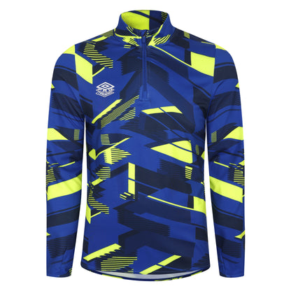 Deep Surf-Blue Depth-Safety Yellow - Front - Umbro Mens Premier Graphic Print Midlayer