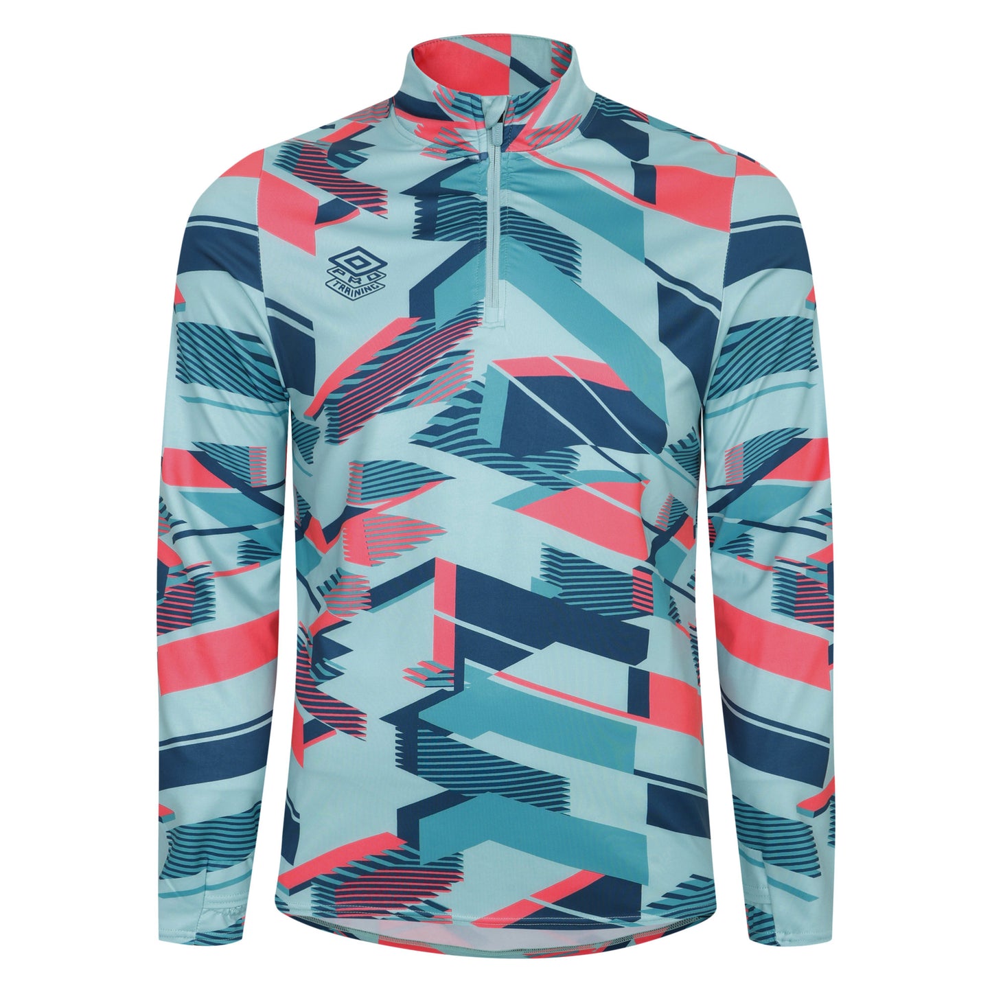 Aqua Haze-Latigo Bay-Lava Pink - Front - Umbro Mens Premier Graphic Print Midlayer