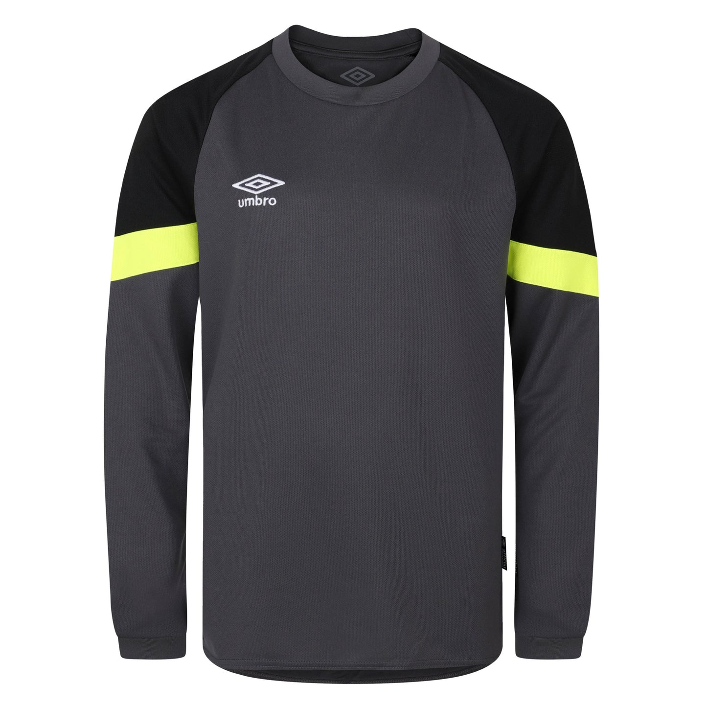 Blackened Pearl-Black-Safety Yellow - Front - Umbro Mens Long-Sleeved Goalkeeper Jersey