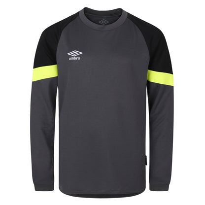 Blackened Pearl-Black-Safety Yellow - Front - Umbro Mens Long-Sleeved Goalkeeper Jersey