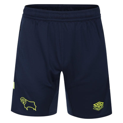 Dark Navy-Safety Yellow - Front - Umbro Unisex Adult Premier Derby County FC Training Shorts