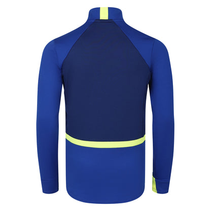 Deep Surf-Blue Depth-Safety Yellow - Back - Umbro Childrens-Kids Derby County FC Training Midlayer