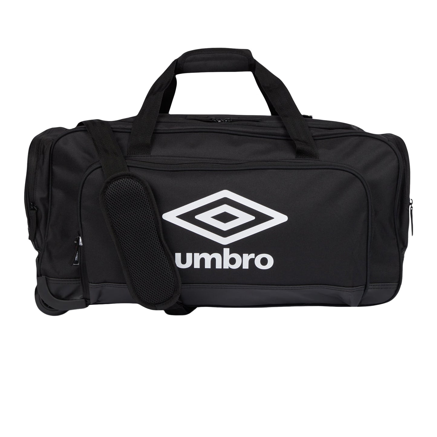 Black-White - Front - Umbro Wheeled Duffel Bag