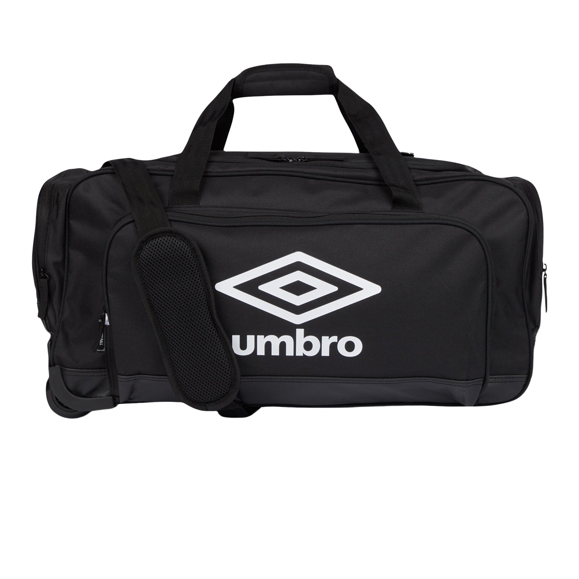 Black-White - Front - Umbro Wheeled Duffel Bag