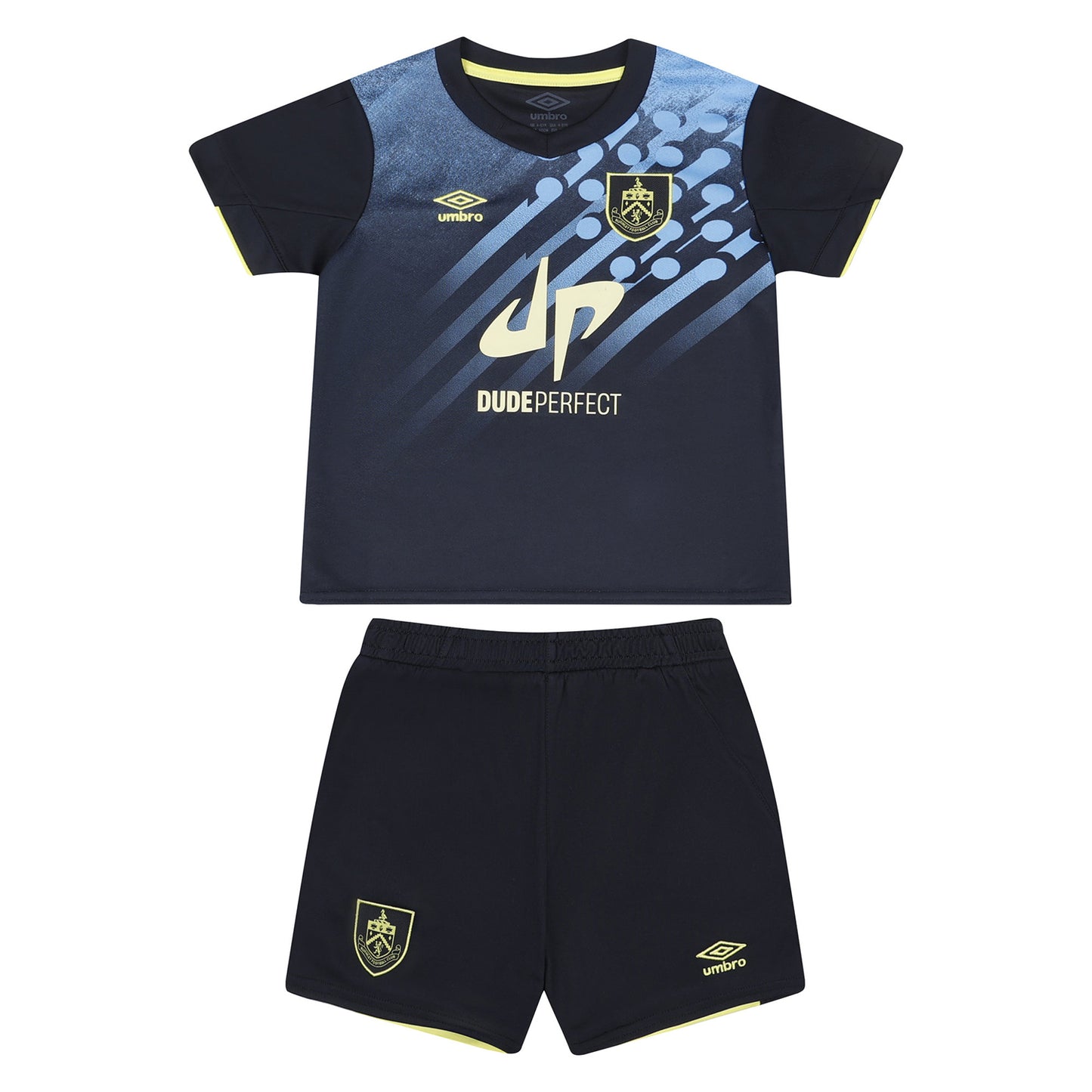 Blue-Yellow - Front - Umbro Childrens-Kids 23-24 Burnley FC Football Kit