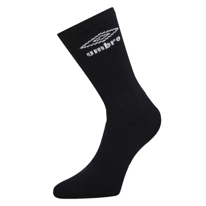 Black - Back - Umbro Mens Logo Crew Socks (Pack of 3)
