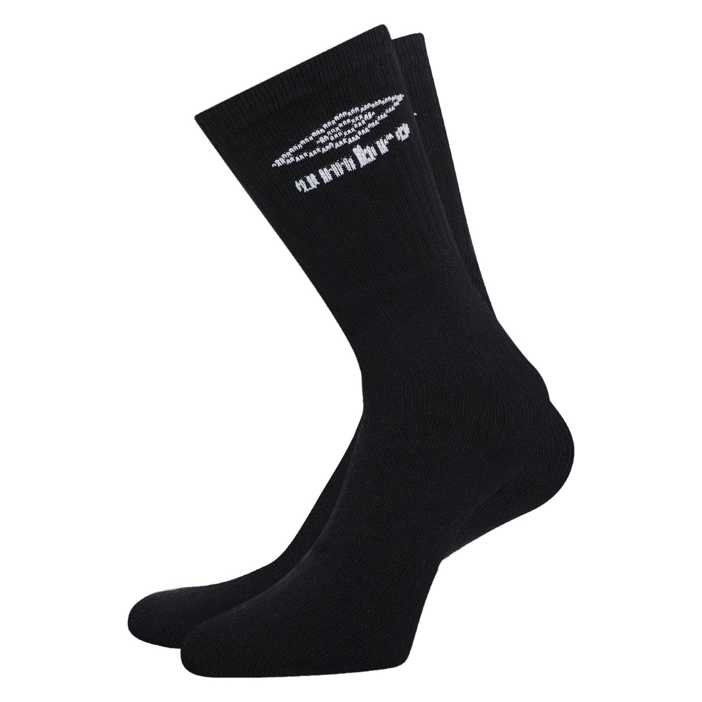 Black - Side - Umbro Mens Logo Crew Socks (Pack of 3)