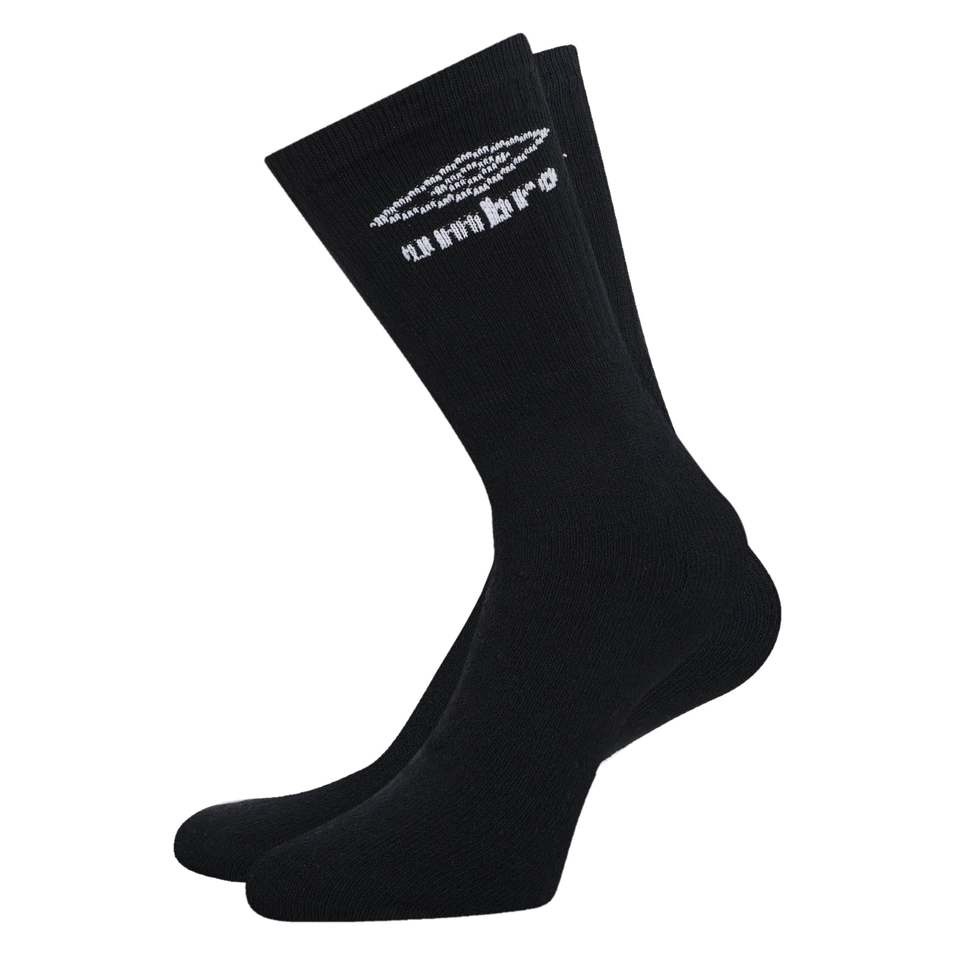 Black - Side - Umbro Mens Logo Crew Socks (Pack of 3)