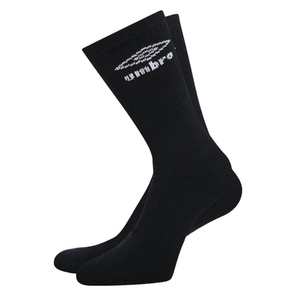 Black - Side - Umbro Mens Logo Crew Socks (Pack of 3)