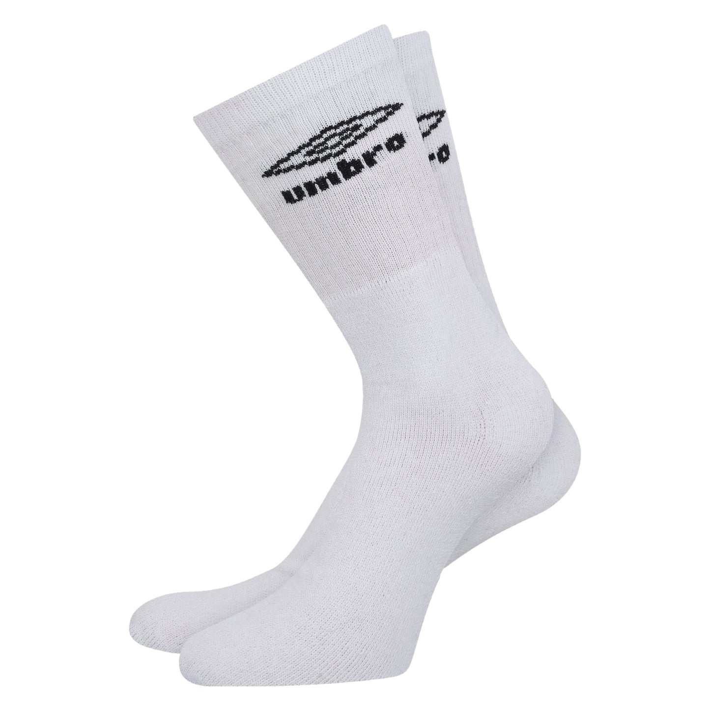 White - Side - Umbro Mens Logo Crew Socks (Pack of 3)
