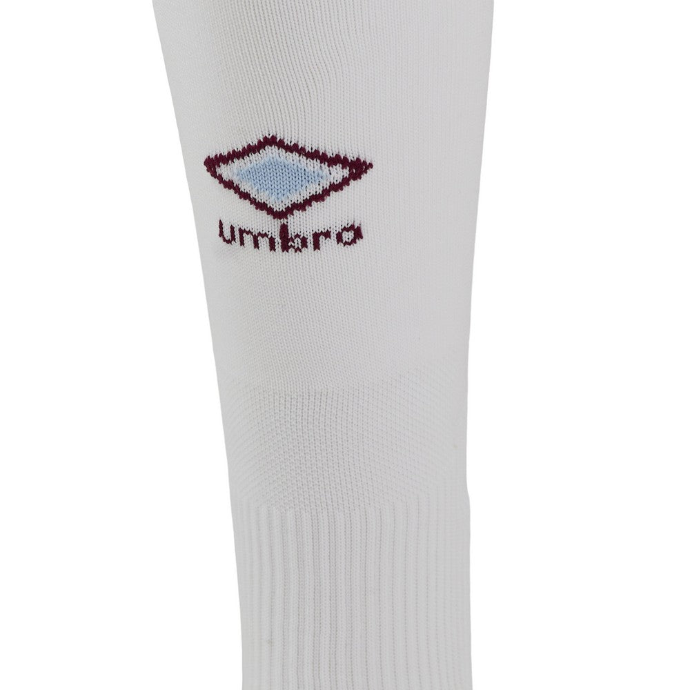 White-Claret-Sky Blue - Back - Umbro Childrens-Kids 24-25 West Ham United FC Home Socks
