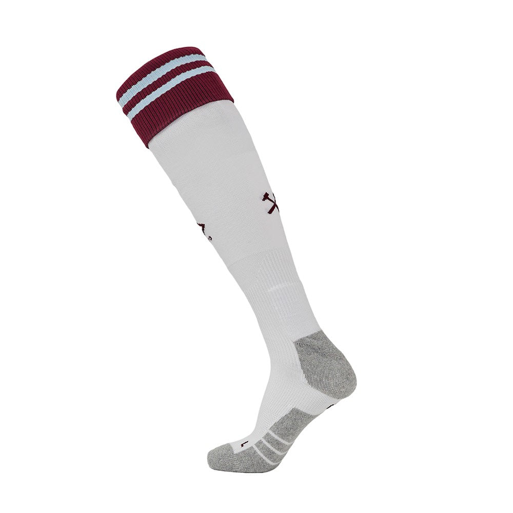 White-Claret-Sky Blue - Front - Umbro Childrens-Kids 24-25 West Ham United FC Home Socks