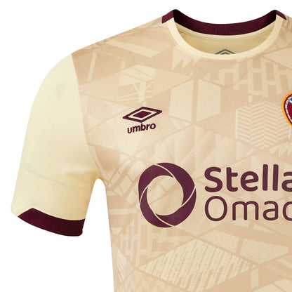 Beige-Scarlet Red - Side - Umbro Childrens-Kids 24-25 Heart Of Midlothian FC Away Jersey