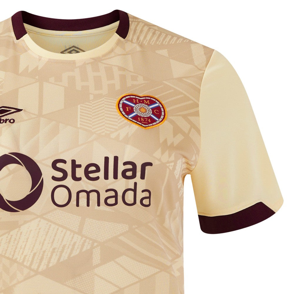 Beige-Scarlet Red - Lifestyle - Umbro Womens-Ladies 24-25 Heart Of Midlothian FC Away Jersey