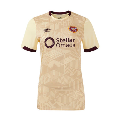 Beige-Scarlet Red - Front - Umbro Womens-Ladies 24-25 Heart Of Midlothian FC Away Jersey