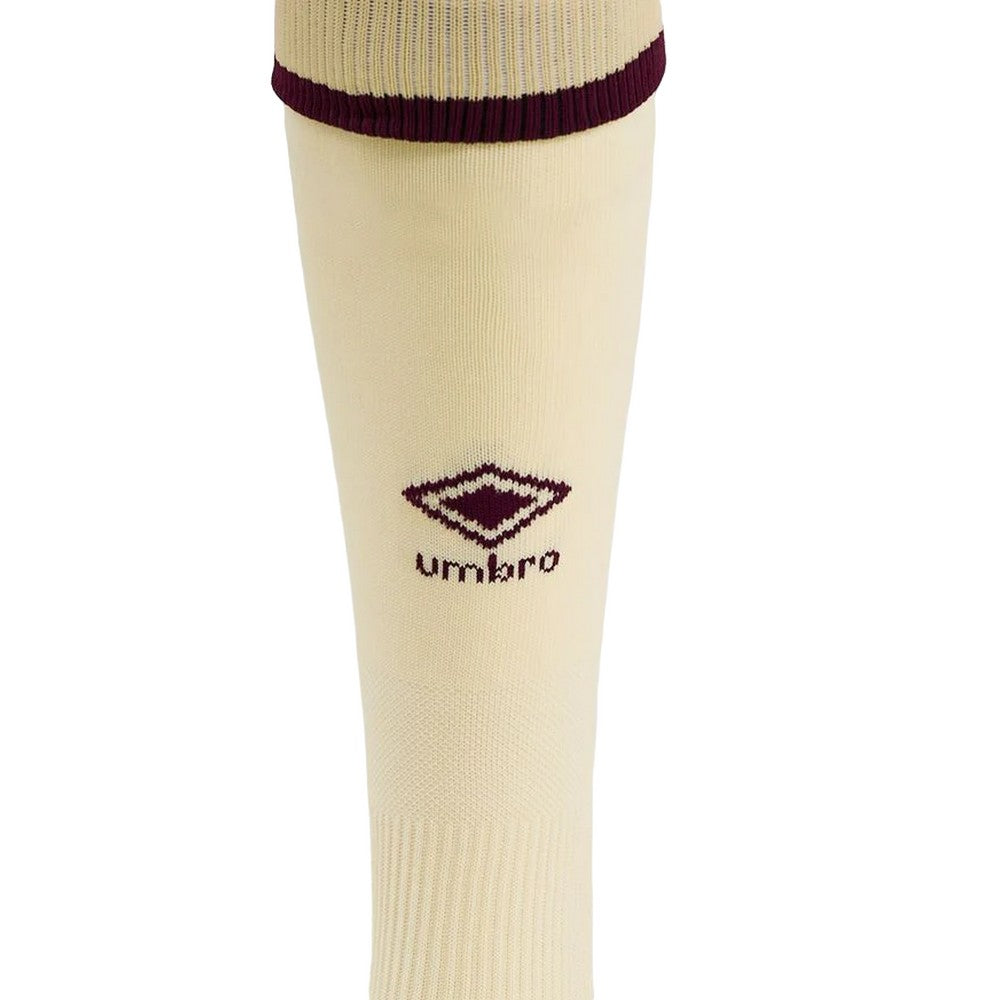 Beige-Scarlet Red - Side - Umbro Childrens-Kids 24-25 Heart Of Midlothian FC Away Socks