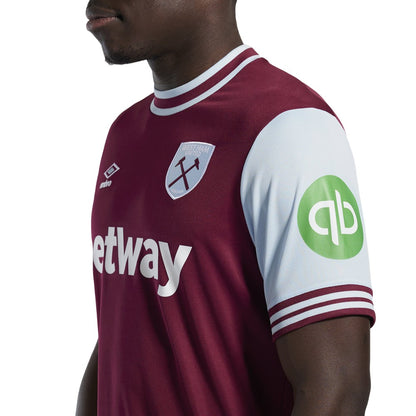 Claret Red-Sky Blue - Side - Umbro Mens 24-25 West Ham United FC Home Jersey