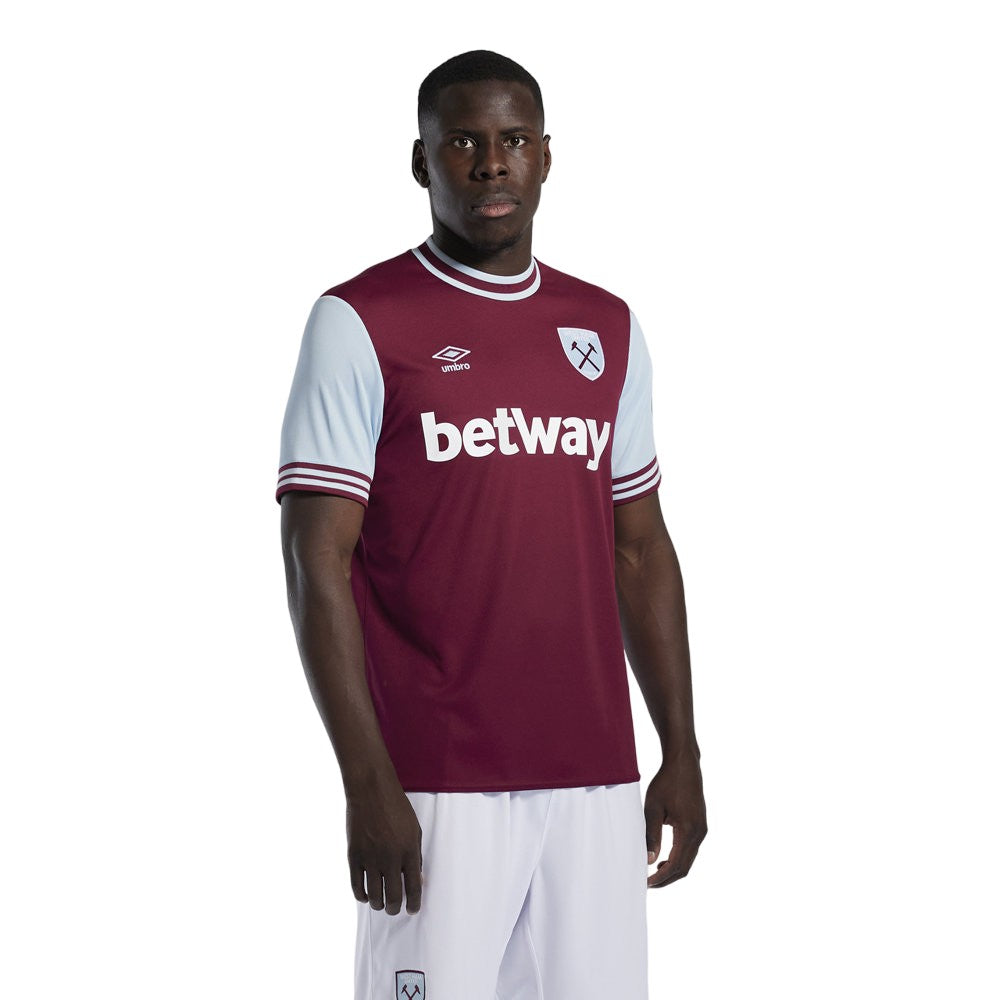 Claret Red-Sky Blue - Front - Umbro Mens 24-25 West Ham United FC Home Jersey