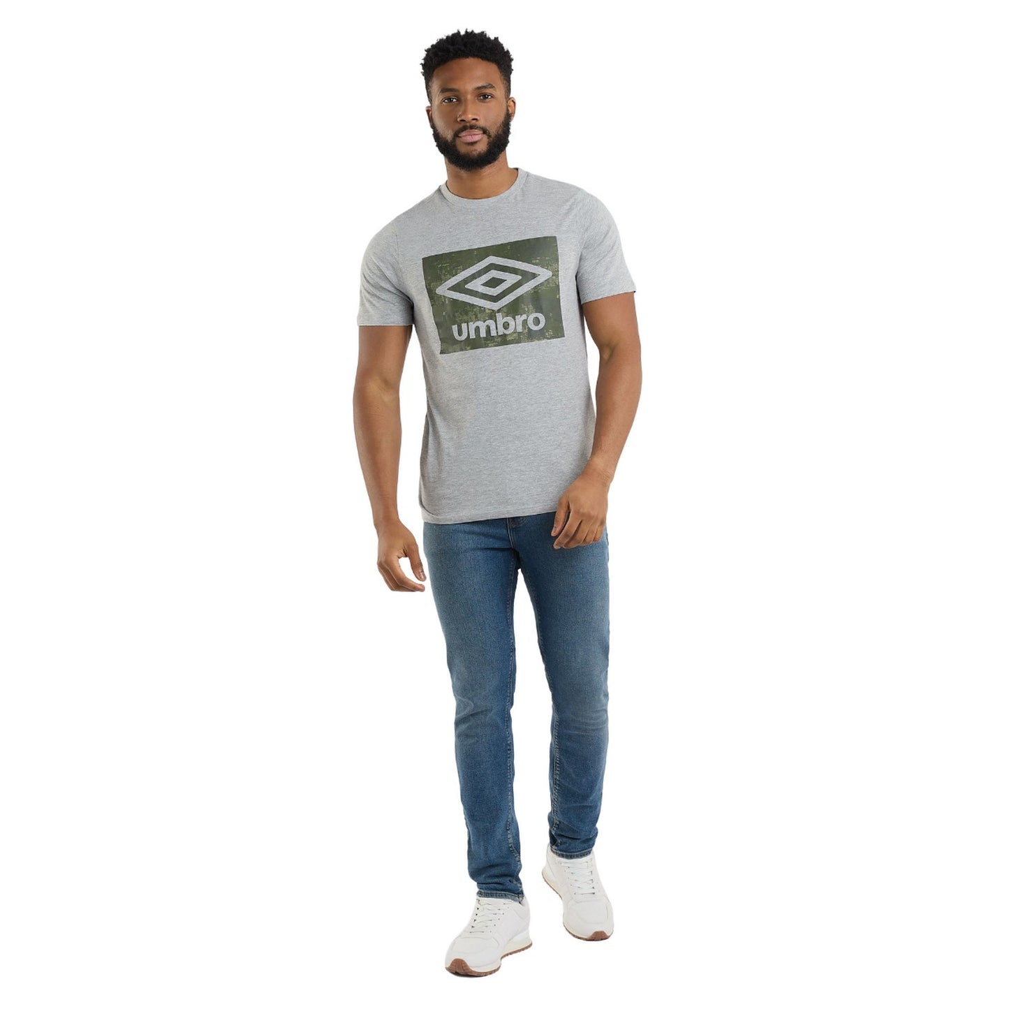 Grey Marl - Side - Umbro Mens Digi Camo Box T-Shirt
