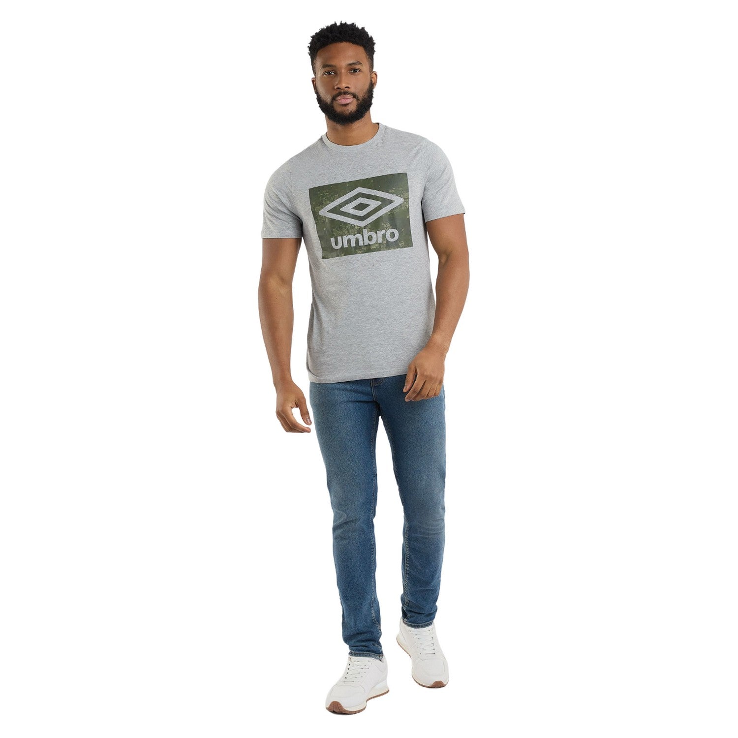 Grey Marl - Side - Umbro Mens Digi Camo Box T-Shirt