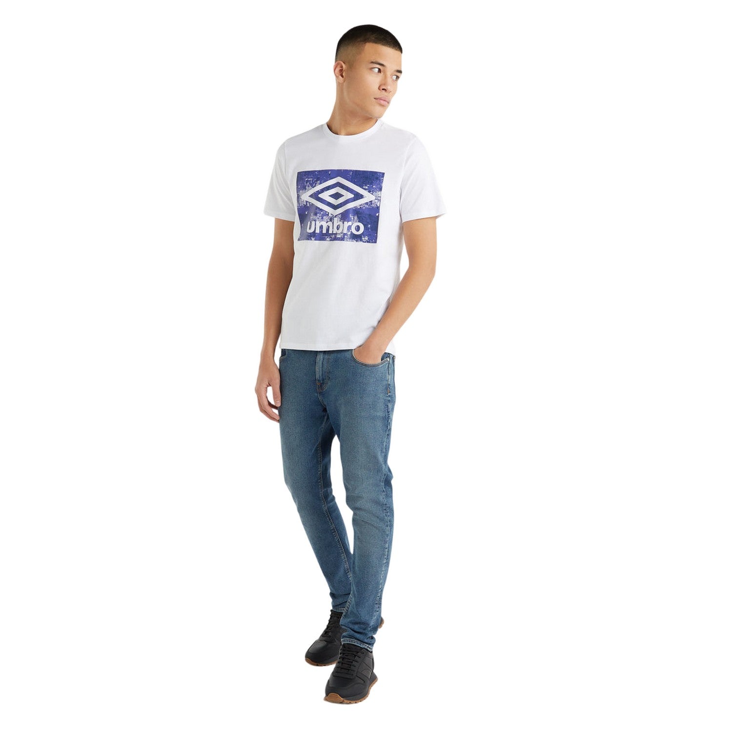 Brilliant White - Side - Umbro Mens Digi Camo Box T-Shirt