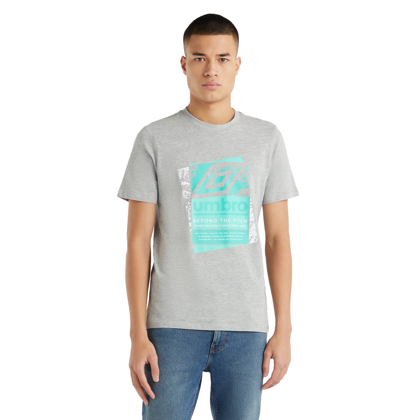 Grey Marl - Front - Umbro Mens Layered Box Logo T-Shirt