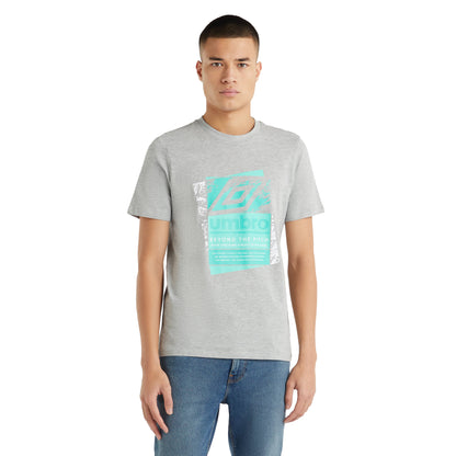 Grey Marl - Front - Umbro Mens Layered Box Logo T-Shirt