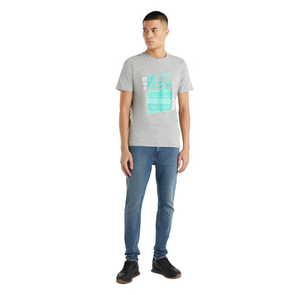 Grey Marl - Side - Umbro Mens Layered Box Logo T-Shirt