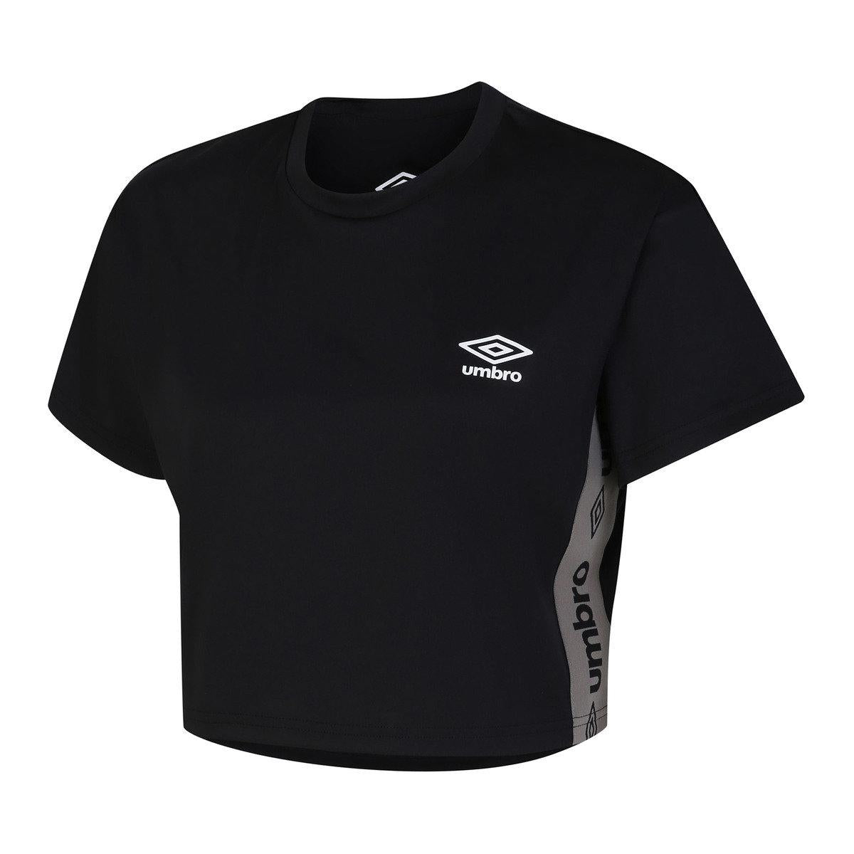 Black-Grey - Front - Umbro Womens-Ladies Fitness Crop T-Shirt
