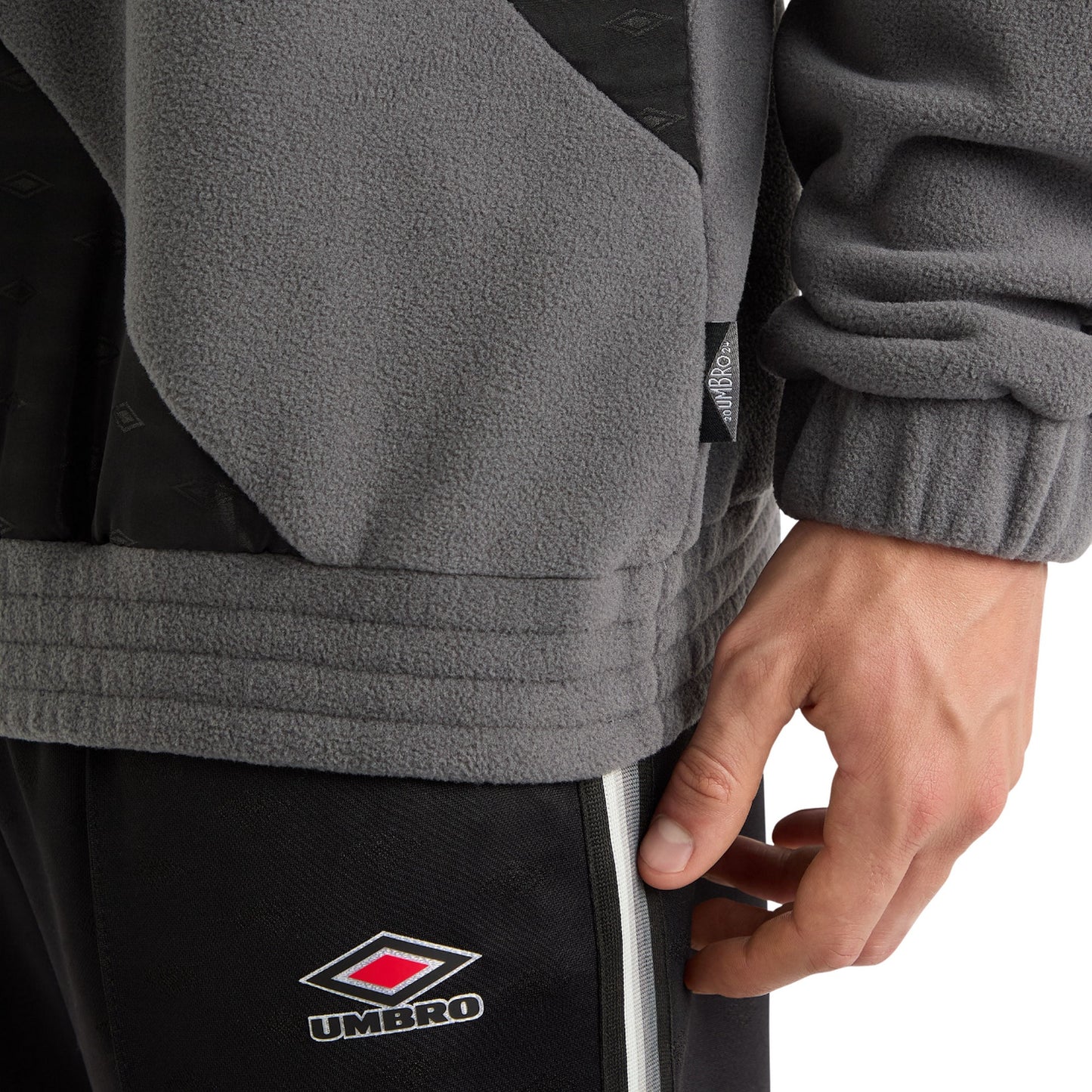Irongate-Black - Lifestyle - Umbro Mens Panelled Quarter Zip Fleece Top