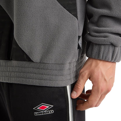 Irongate-Black - Lifestyle - Umbro Mens Panelled Quarter Zip Fleece Top