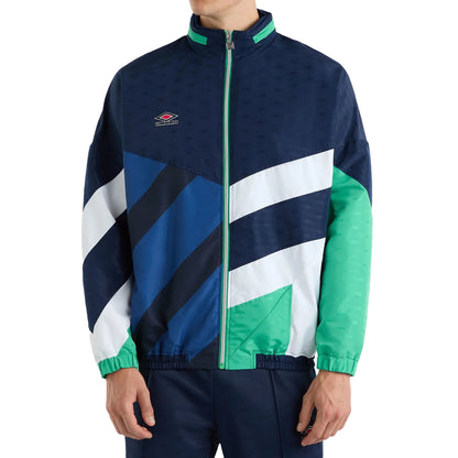 Dark Navy-Peppermint Green - Front - Umbro Mens Panelled Track Jacket