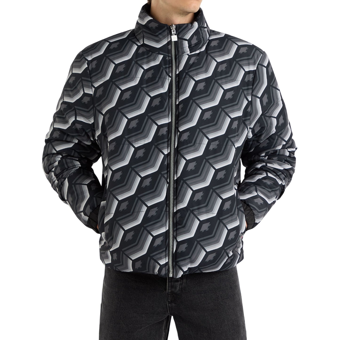 Black - Side - Umbro Mens Reversible Puffer Jacket