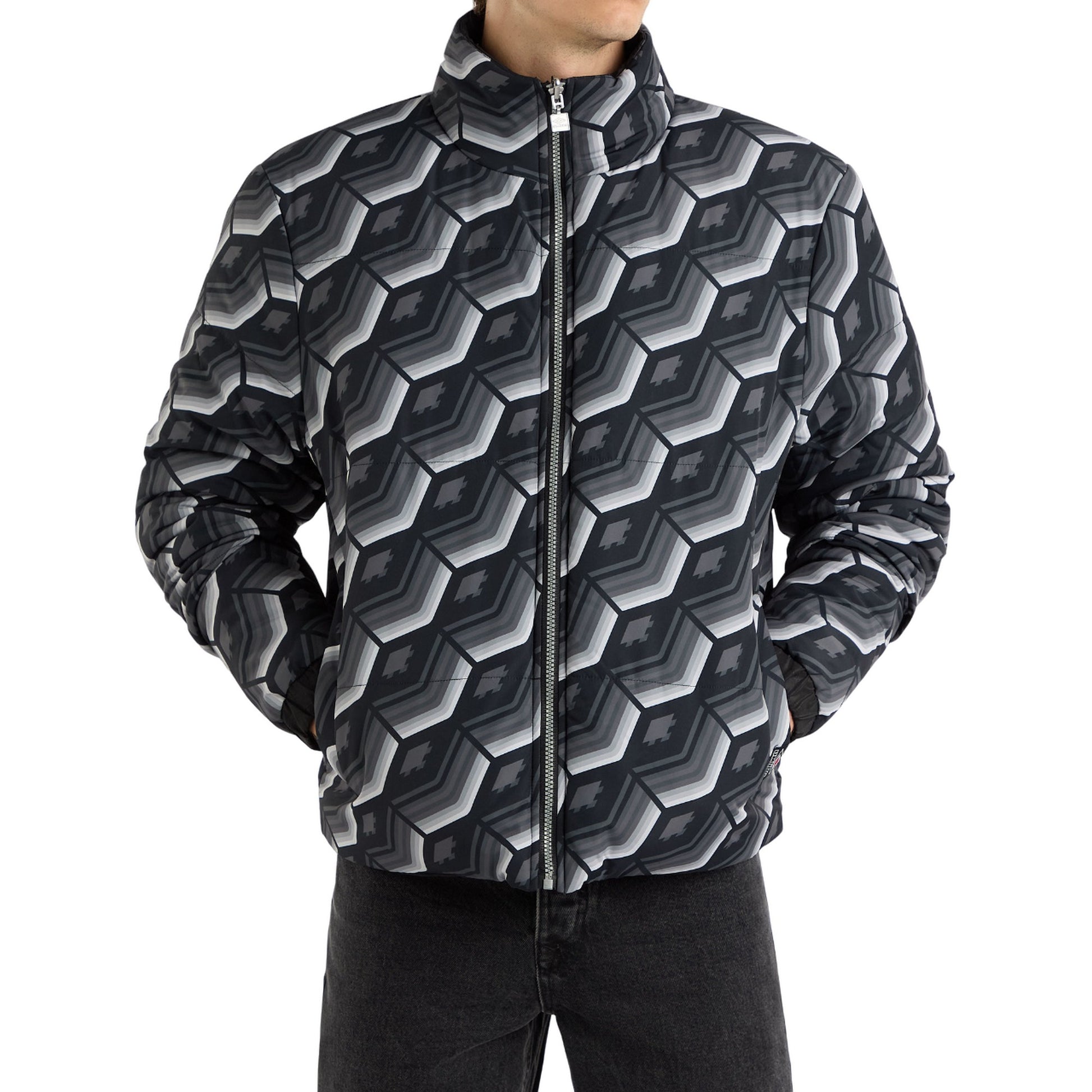 Black - Side - Umbro Mens Reversible Puffer Jacket