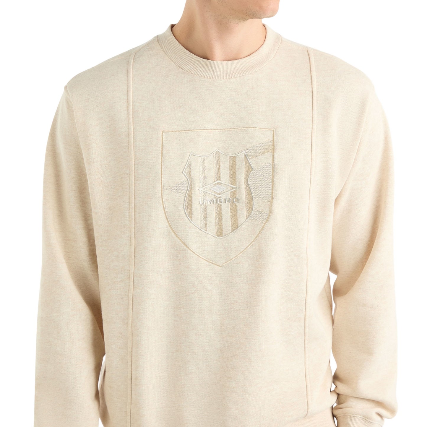 Oatmeal Marl - Side - Umbro Mens Crest Sweatshirt