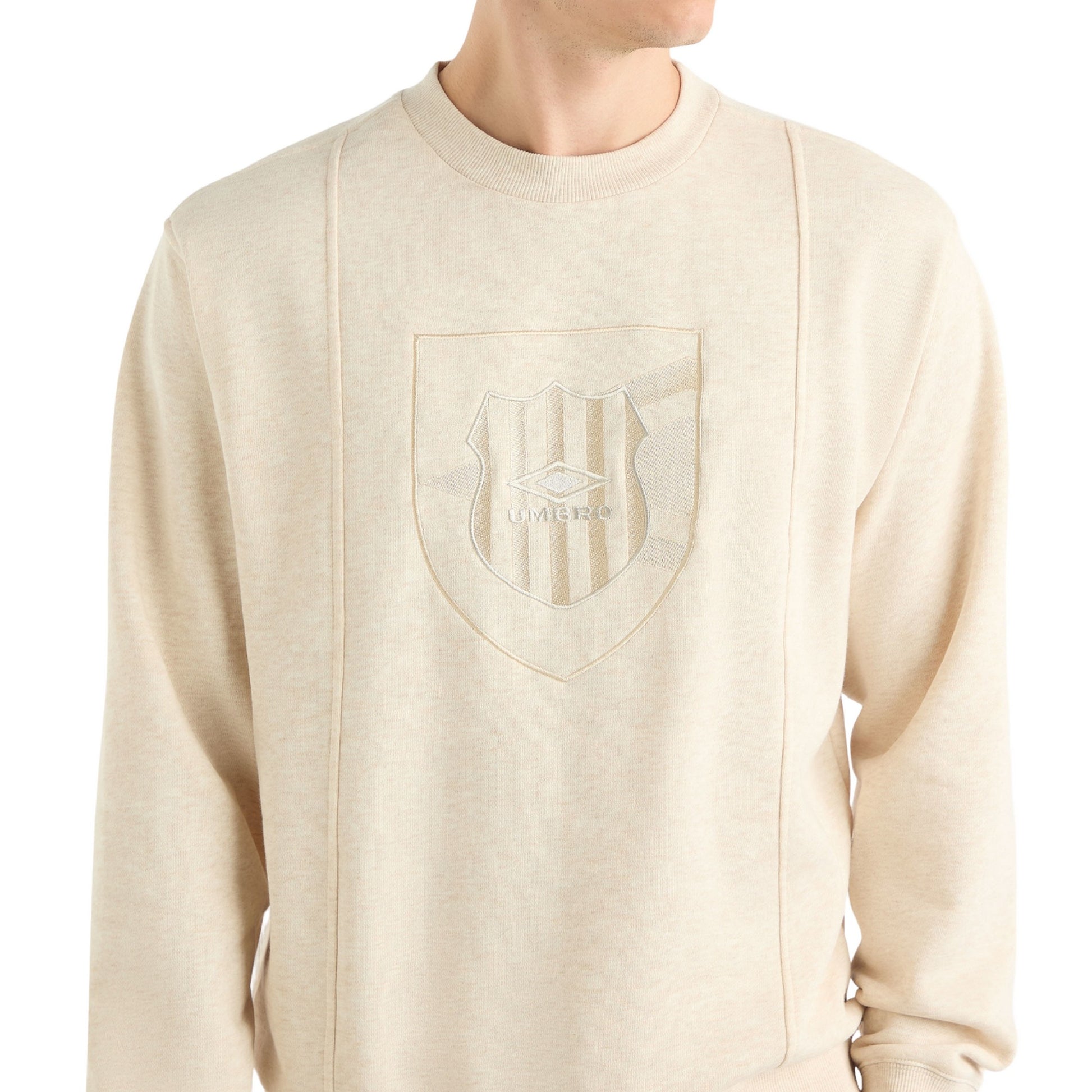 Oatmeal Marl - Side - Umbro Mens Crest Sweatshirt
