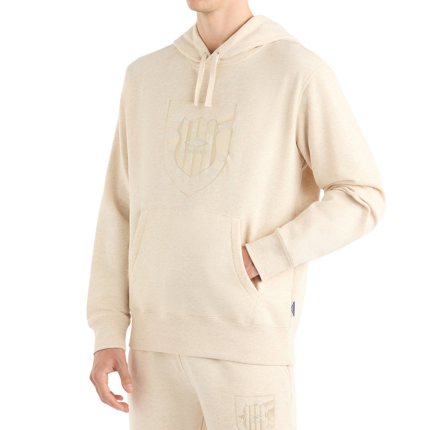 Oatmeal Marl - Front - Umbro Mens Crest Hoodie
