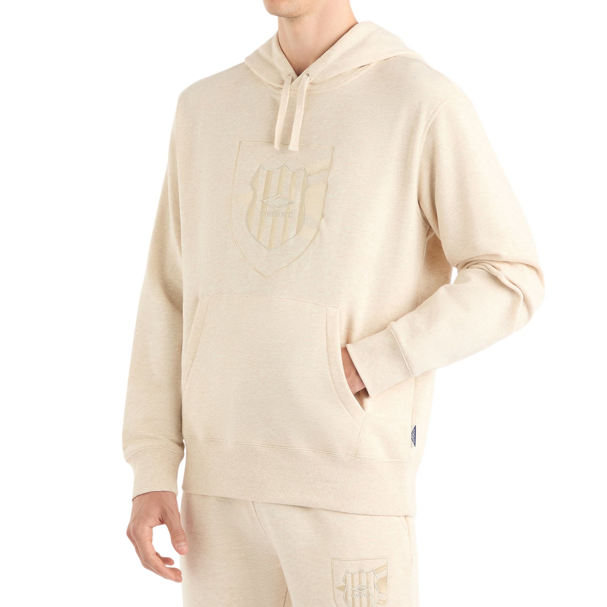 Oatmeal Marl - Front - Umbro Mens Crest Hoodie