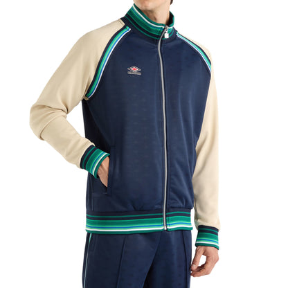 Dark Navy-Fog-Peppermint Green - Front - Umbro Mens Monogram Anthem Jacket
