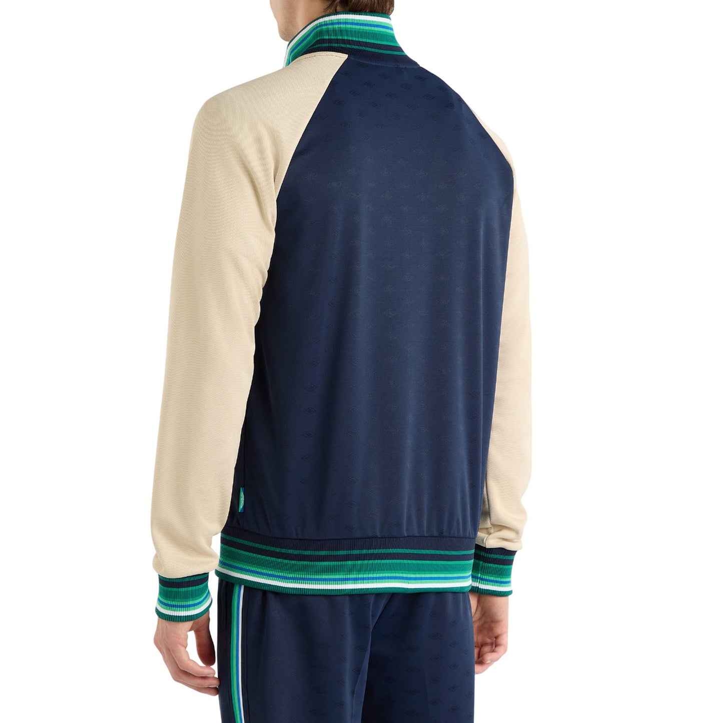 Dark Navy-Fog-Peppermint Green - Back - Umbro Mens Monogram Anthem Jacket