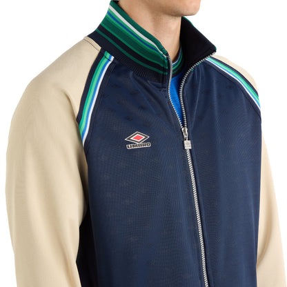 Dark Navy-Fog-Peppermint Green - Side - Umbro Mens Monogram Anthem Jacket