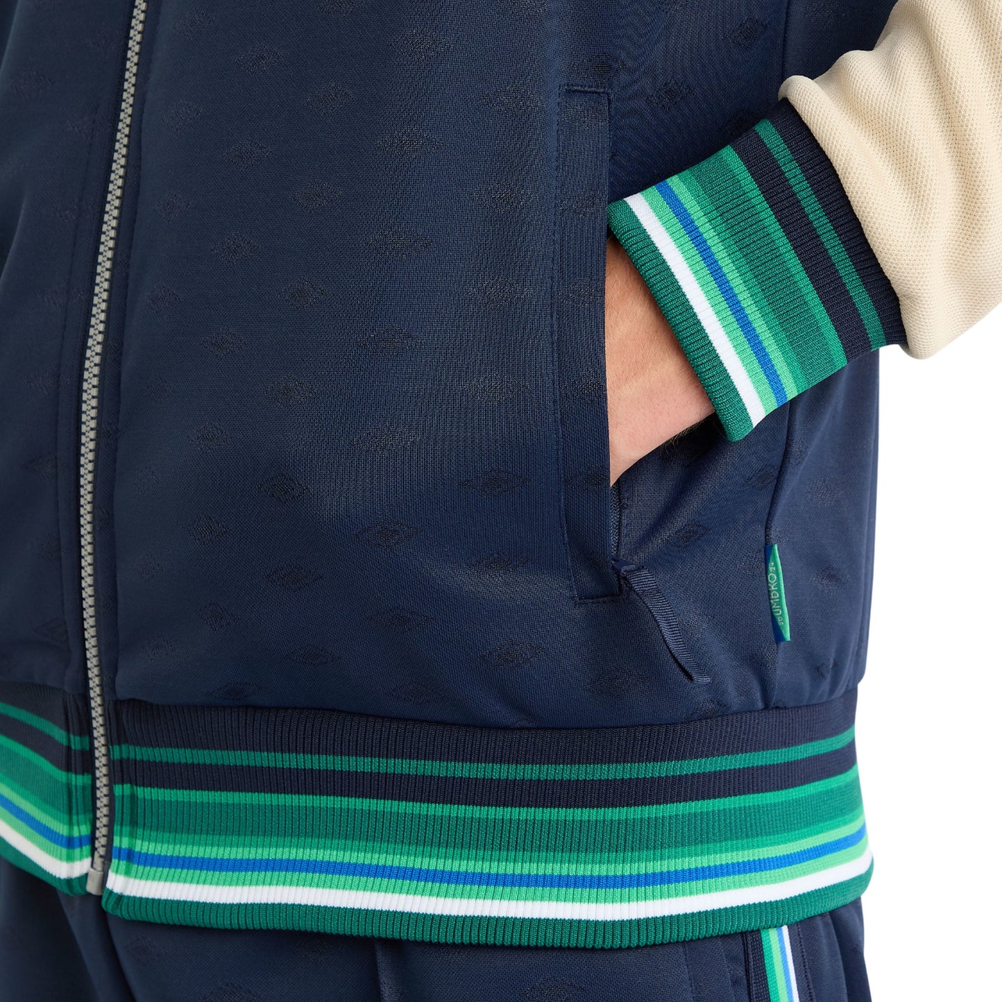 Dark Navy-Fog-Peppermint Green - Lifestyle - Umbro Mens Monogram Anthem Jacket