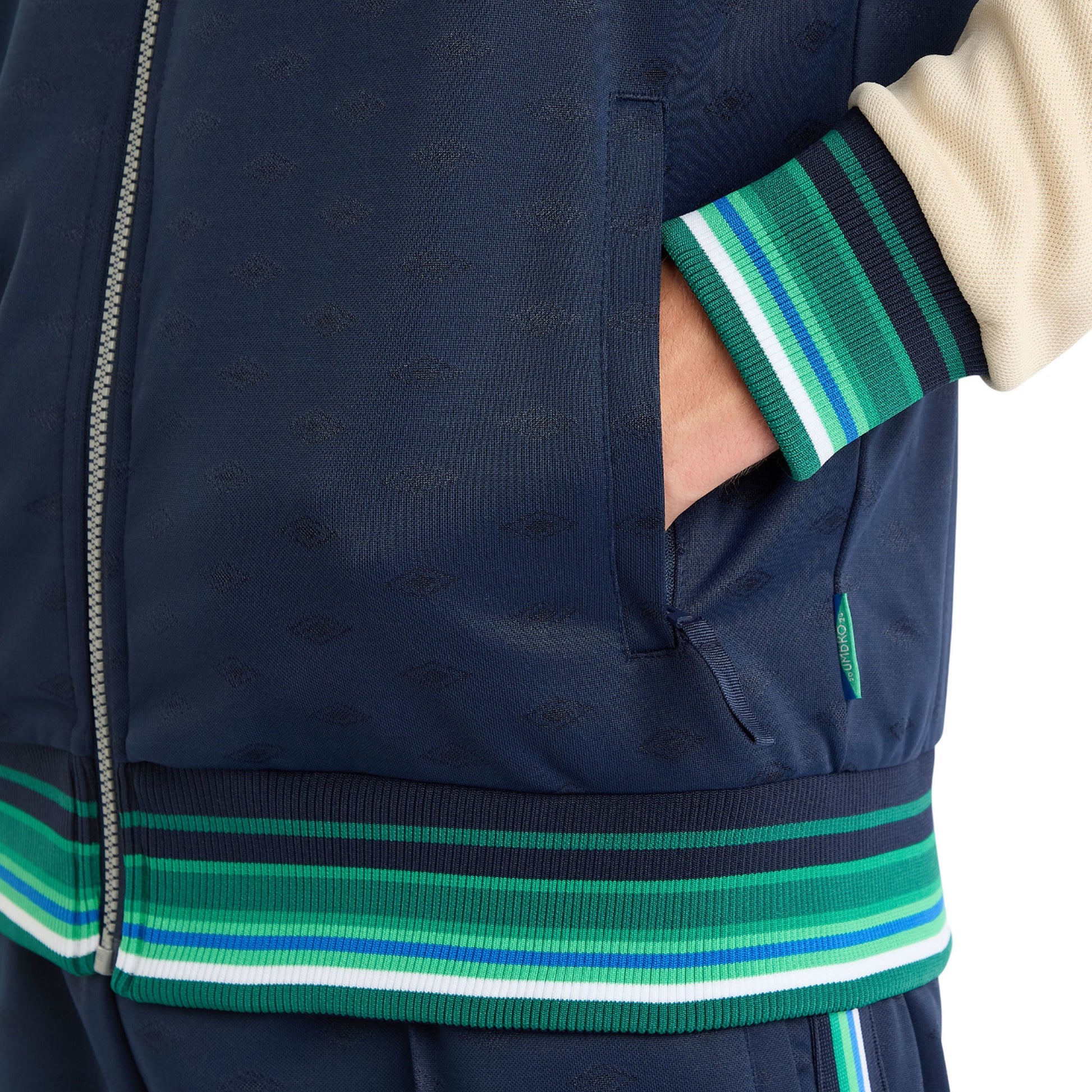 Dark Navy-Fog-Peppermint Green - Lifestyle - Umbro Mens Monogram Anthem Jacket