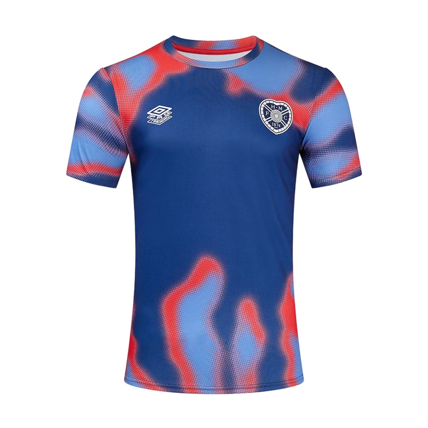 Persian Jewel-Poppy Red-Blue Depth - Front - Umbro Childrens-Kids 24-25 Heart Of Midlothian FC Warm Up Jersey