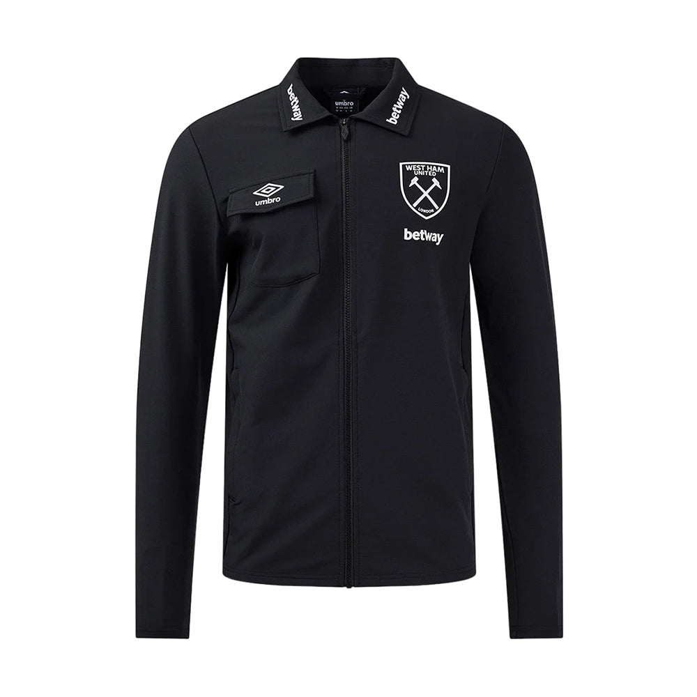 Black - Front - Umbro Childrens-Kids 24-25 West Ham United FC Presentation Jacket